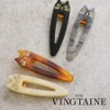 VingTAINE H7531-GY- Cat Motif Beak Clip Marble Two-pronged Cat Hair
