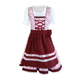 MS-Trachten Children's Dirndl Costume Dress Girls' Dirndl Mimi 3-Piece (128, Red)