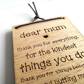 HomeZone ® Wooden Mum Sentimental Plaque Mum Birthday Gifts Dear Mum Thank You For Everything Wall Hanging Sign Board Best Mother Mother Day Present Home Decor Gift Novelty Xmas