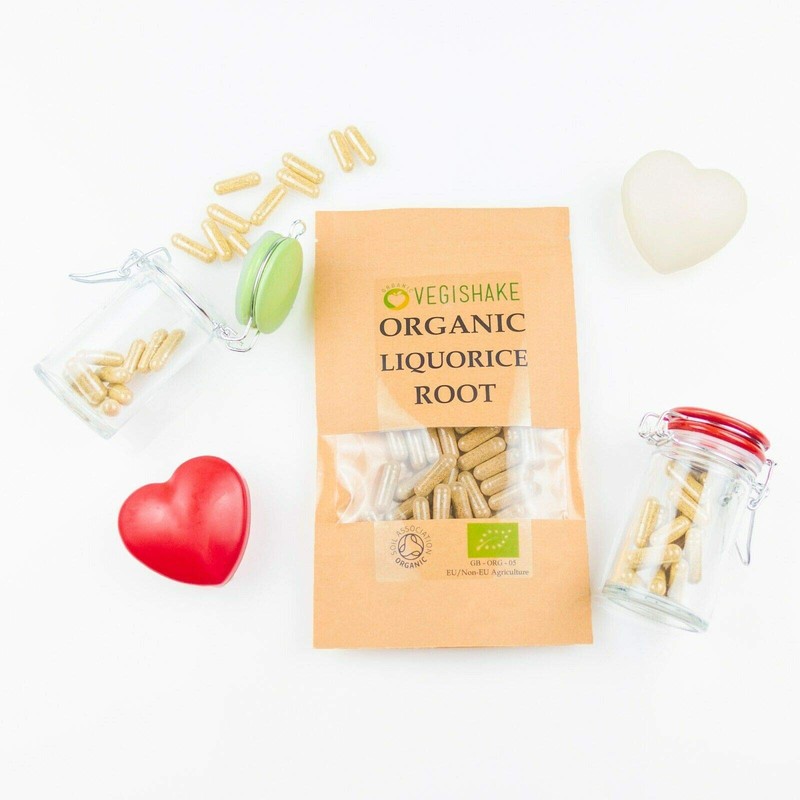 vegishake Organic Liquorice Root HPMC Capsule 740mg Glycyrrhizin Supplements Anti-Inflammatory