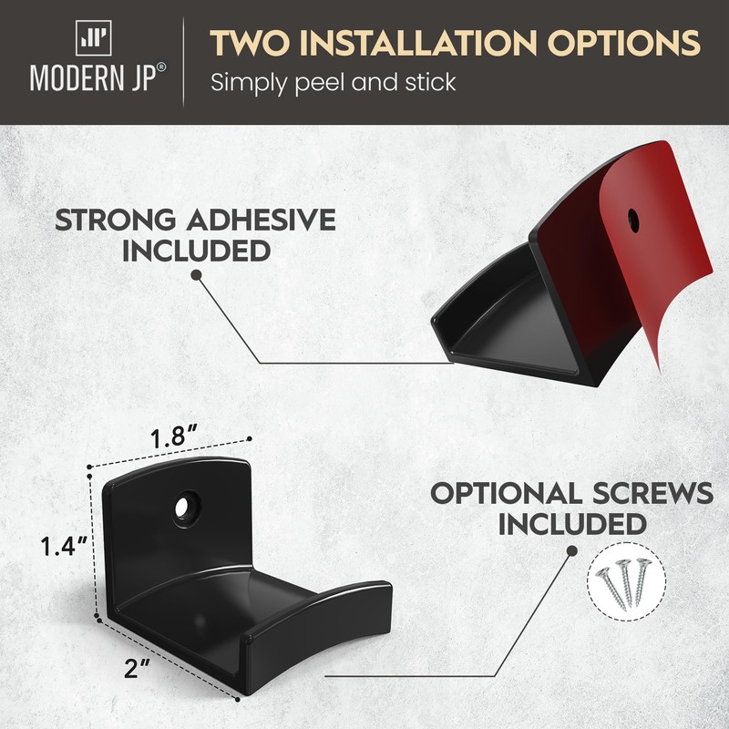 Modern JP Adhesive Hat Hooks for Wall (6-Pack) - Cowboy