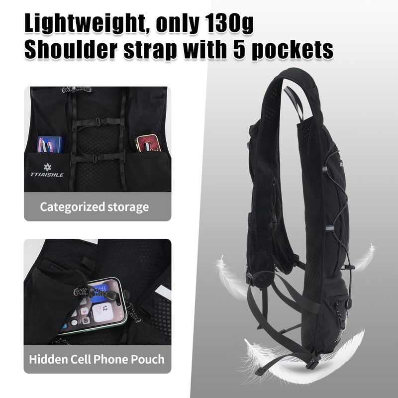 Trinkweste, Rucksack mit 2 l Wasserblase oder 470 ml weicher