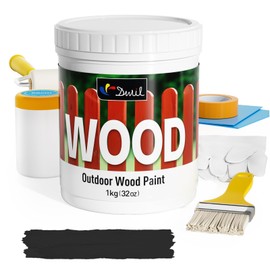 DWIL Wood Paint, Paint for Wood, No Sanding& Fast Dry Outdoor WoodPaint, Water Based& Low Odor Furniture Door Cabinet Paints, Perfect for Indoor/Exterior Black, 50-60sq.ft