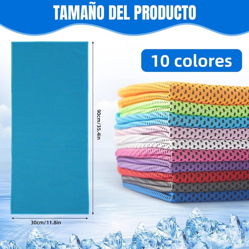 10 Pzs Toallas de Microfibra 90x30 cm para Gym y
