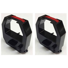 (2 Pack) Replacement Ribbon for Allied Time AT-2700 AT-4500, Acroprint ATR480 ATR120r, Lathem 400E, Black/Red Ink, Compatible by COMPUMATIC
