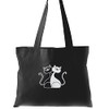 Cute Cat Tote Bag Black, Silver Metallic Print, Cat Gifts