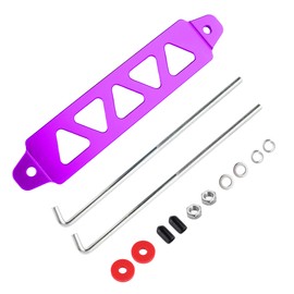 Battery Hold Down Bracket,Premium Aluminum Alloy Battery Tie Down Sets Provide Safe&Stable Driving Environment,Universal Car Battery Holder with 8" Stainless Steel J Bolts (Purple)