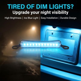 ANKIA Universal 12 LED License Plate Light Running Lamp Reverse Lights Tail Light Assembly for Car Trailer UTV ATV Truck RV Boat (Ice Blue Light)
