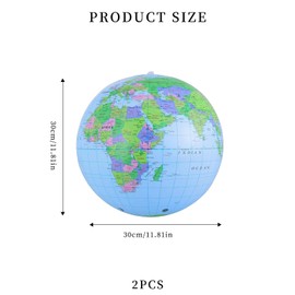 Pack of 2 Children's Globe, Inflatable Globe, Mini Globe, Children's Globe, Interactive Knowledge Globe, Student Globe, Inflatable Globe for Beach Play or Teaching, Science Geography Education