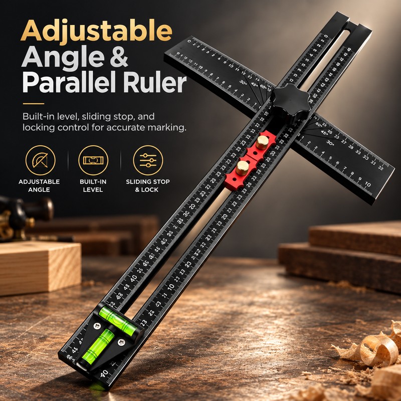Adjustable Aluminum Metric Layout and Drilling Positioning Ruler