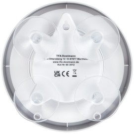 TFA Dostmann Badezimmeruhr, Quarzuhr, feuchtigkeitsabweisend, 4 große Saugnäpfe - Befestigung, weiß, 60.3012, L 163 x B 52 (94) x H 163 mm