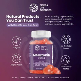 Sierra Life Ciencias Gomitas 30mg Melatonina Alta Dosis 30u                                                                                           