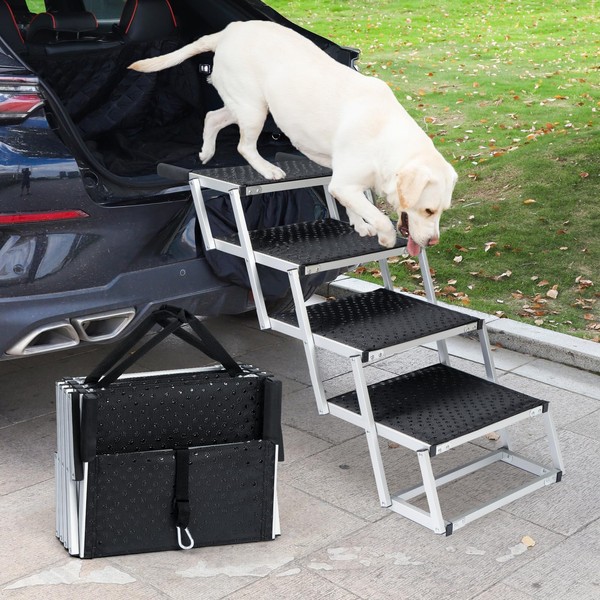 Uross Dog Stairs for Car 5 Steps - Collapsible Dog
