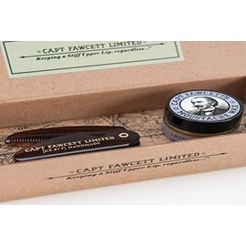 Captain Fawcett's Moustache Wax (Ylang Ylang Scent) & Folding Pocket Moustache Comb (CF.87T) Gift Set - Made in England