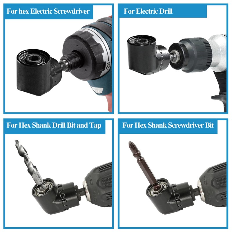 Jamiikury Black 105 Degree Right Angle Drill Bit Holder, 1/4"