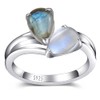 ETERMBOL Toi et Moi Ring Sterling Silver Moonstone & Labradorite
