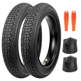 WEEROCK 2 Pack 20 Inch E Bike Tires Fat Bicycle Tire 20X4.0 Foldable Replacement Bicycle Tyre with Inner Tubes for 20" Snow Bike Tricycle Electric Bike, Black
