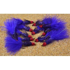 Egg Sucking Leech Flies Tied on Mustad Signature Fly Hooks Sizes #6, #8, #10 & Assortments for Trout and Other Species - 1 Dozen Flies (Purple Hook #6)