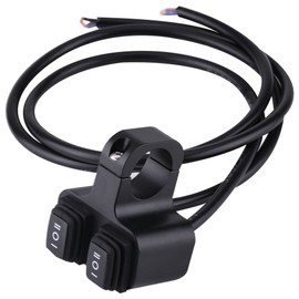 Motorcycle Handlebar Switch, 7/8" 22mm 12V 16A CNC Aluminum Alloy Motorcycle Handlebar Mount Headlight Spotlight 3 Way On/Off Dual Switch Fits 7/8" Handlebars