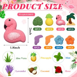 Lounsweer 48 Sets Hawaiian Luau Party Favor Hawaiian Bath Bombs Set Tropical Flamingo Pineapple Bath Bomb Favors with Organza Bags Hawaiian Summer Holiday Gifts Hawaiian Birthday Wedding Party Favors