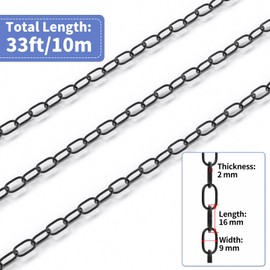 MOLIGOU 1/12" Black Metal Hanging Chain Roll, 33ft Light Duty Chain with Spool, Adjustable Length for Hanging Lights, Plants, Bird Feeders
