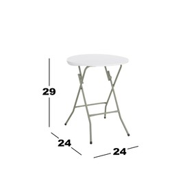 Mix.Home 24" Round Heavy Duty Plastic Folding Table Granite White | Indoor Outdoor Commercial Foldable Utility Table for Events, Dining, Catering, Conferences