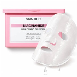 SKINTIFIC - Mascarilla Facial Aclaradora con Niacinamida y Ácido Tranexámico, 30 Piezas | Mascarilla para Manchas y Brillo Instantáneo, H...