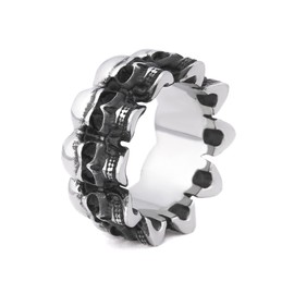 Gungneer Stainless Steel Multiple Skull Ring Biker Gothic Rebel Jewelry for Mens Womens 7/8/9/10/11/12/13 Options