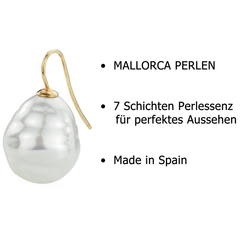 Traveller Earrings – Baroque Pearl White, Titanium, Pearl