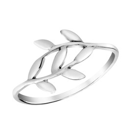 AeraVida Beautiful Olive Branch .925 Sterling Silver Wrap Around Ring, Metal