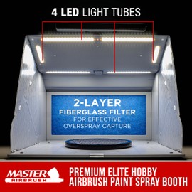 Master Airbrush Portable Airbrush Spray Booth Kit with Dual Exhaust Fans, 4 LED Lights, Turntable & Extension Hose, 16"x18"x13" Hobby Airbrush Booth for Painting, Models, Arts, Crafts, Cakes