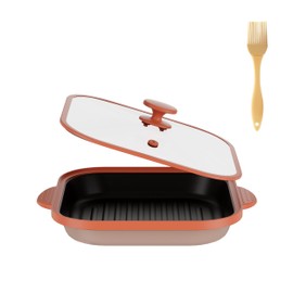 Microwave Grill Pan with Glass Cover - Bacon Cooker, Crisper & Grilled Cheese Maker, Microwave Cookware,Dishwasher Safe for Easy Clean