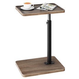 LAKEMID TV Tray Table, Sofa Armrest Tray Table, Height Adjustable TV Tray, Snack C Table End Table, for Couch, Bed, Chair or Small Spaces, Rustic Brown