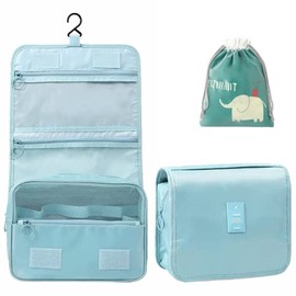 Norhogo Wasserdichte und tragbare Kosmetiktasche, Kulturbeutel für Reisen, entworfen für Reisen, Kosmetiktasche für Frauen mit Kordelzug, blau