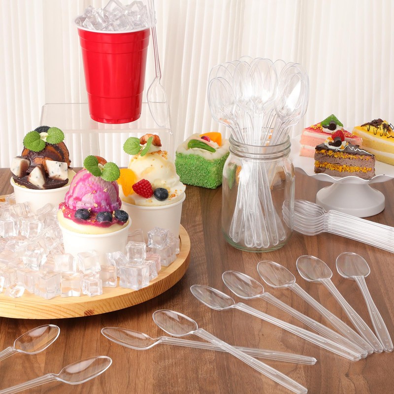 50 Pcs Extra Long Spoons for Ice Cream Floats Plastic