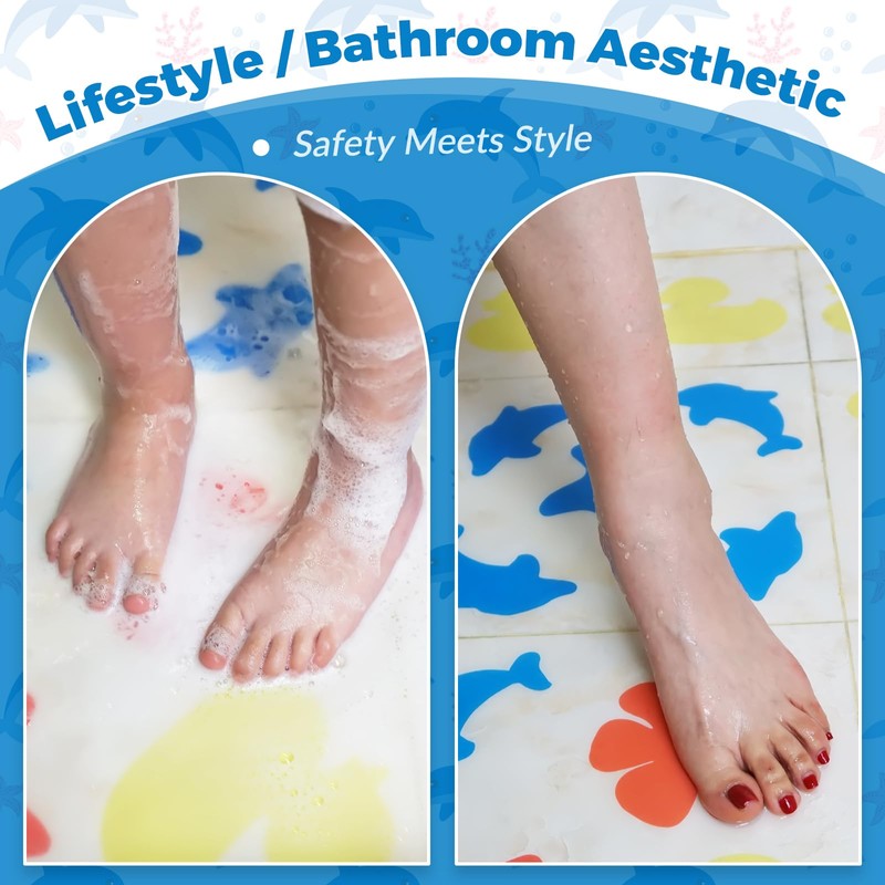 S&X Bathtub Non Slip Stickers,Grippy Dolphin Adhesive Treads – Fine