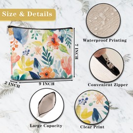 GREOXG Floral Makeup Bag, Small Travel Cosmetic Bag with Zipper, Cute Makeup Pouch Gift Ideas for Women Teen Girls Friends Mom Sisters Teacher Birthday Christmas Wedding Graduation-E33