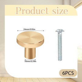 QhgPnt 6 Pcs Gold Handles, Gold Knobs for Drawers, Brass Cabinet Knobs, for Cabinets, Kitchen Cupboards, Shoe Cabinets, Wardrobes, Drawer