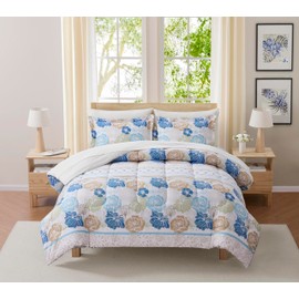 Floral Comforter Set Full Size with Sheets Bed in a Bag – Deep Pocket Fitted Sheet with Elastic Corners, Cozy Comforter, Pillowcases & Shams – Soft Microfiber All Season Bedding – Machine Washable