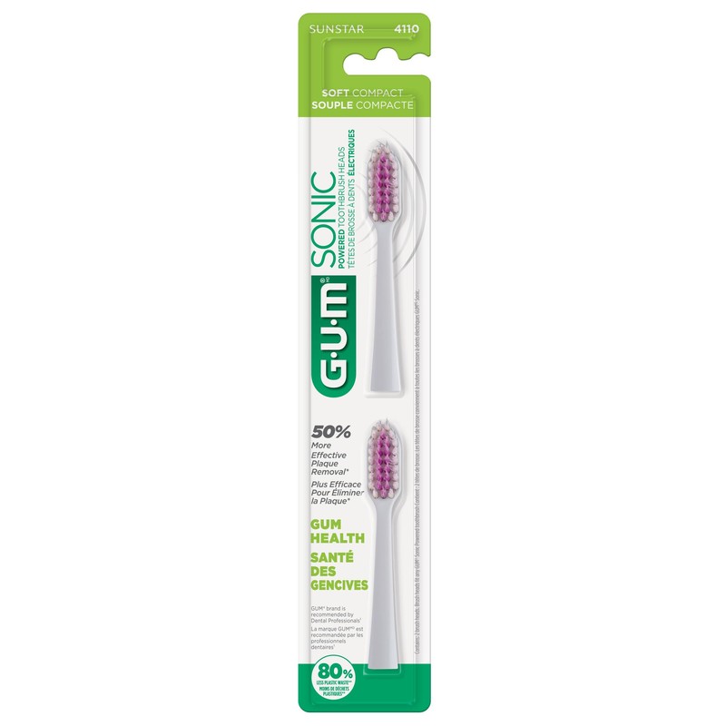 GUM Sonic Powered Toothbrush, Tapered Bristles Clean Below The Gumline,