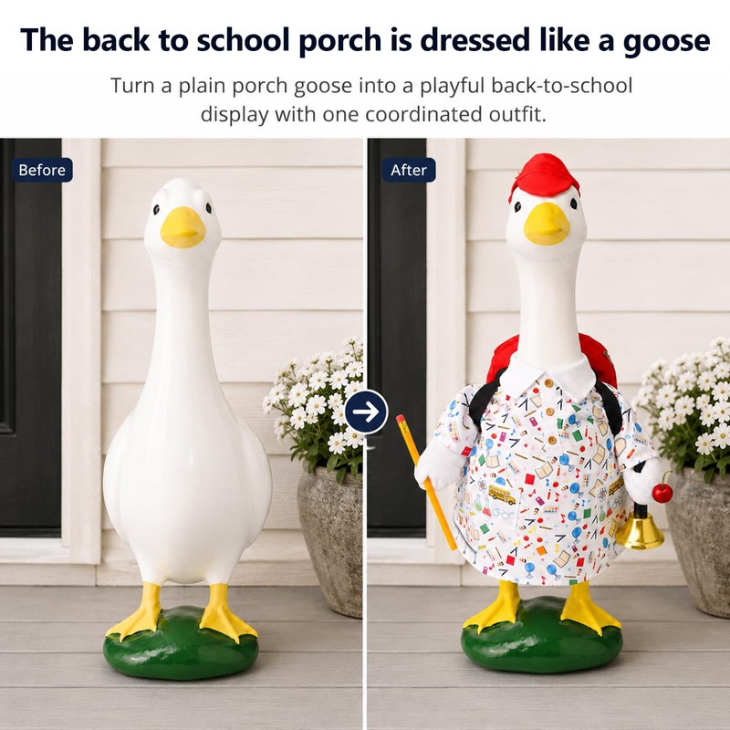 Back to School Porch Goose Outfit Set for School Outdoor