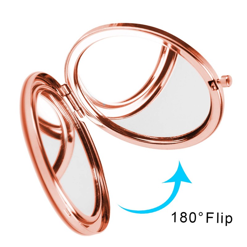 Dynippy Compact Mirror Rose Gold Makeup Mirror Folding Mini Pocket