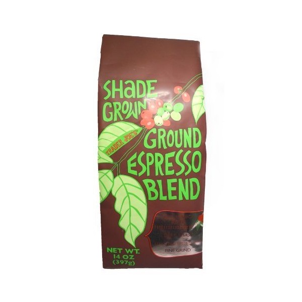 Trader Joe's Shade Grown Ground Espresso Blend Dark Roast Fine Grind 14 oz. (Pack of 2)