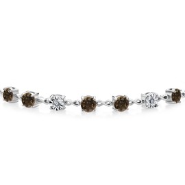 Gem Stone King 925 Sterling Silver Infinity Tennis Bracelet for Women | Gemstone Birthstone and White Lab Grown Diamond | Round 5MM and 1MM Accents| Adjustable Bolo to 9 Inch | Easy-On Easy-Off