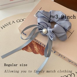 Wanchuan Elastic Hair Ties No Damage Scrunchy Satin Black Scrunchies Accessories Bows Ponytail Holder Thin Hair For Women Girls