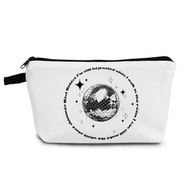 YULUENZE Be Jeweled Pattern Makeup Bag Twinkling Disco Ball Small Organizer Toiletry Pouch with Zipper Inspirational Cosmetic Bag Motivational Present for Friends Families Women