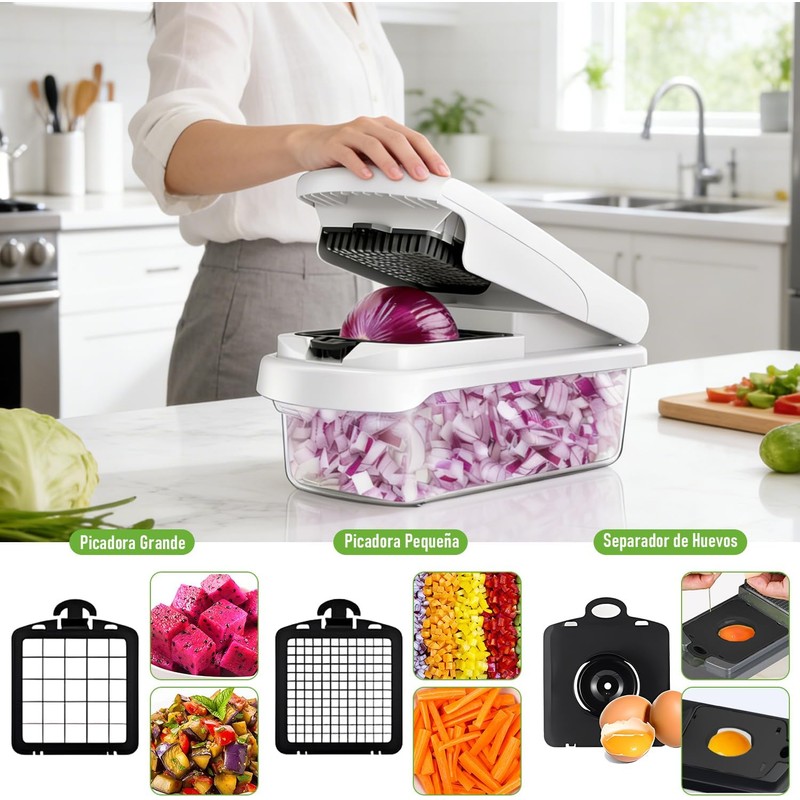 Picador de Verduras Multifunción 16 en 1 con Cuchillas de