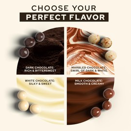 Snackathon Chocolate Covered Espresso Beans, 4 Chocolate Blend (Dark, Milk, White, Marbled), Bulk 1 Pound Bag, Made in USA, Gourmet Snack for Coffee Lovers