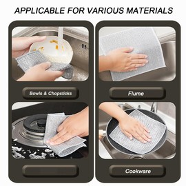 WFWJ 10 PCS Multipurpose Wire Dishwashing Rag for Wet and Dry,Non-Scratch Wire Dishcloth,Scrubbing Wire Dishwashing Rags,Time-Saver Kitchen Wipes Cleaning Cloths (Double Layer)