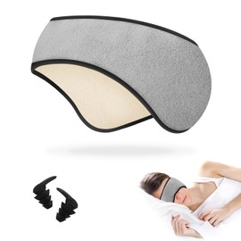 Yonchic Sleep Mask, with a Pair of Earplugs, 2 in 1 Ear Mask and Eye Mask for Sleeping, Light Blocking Adjustable Eye Cover for Women & Men (Gray)